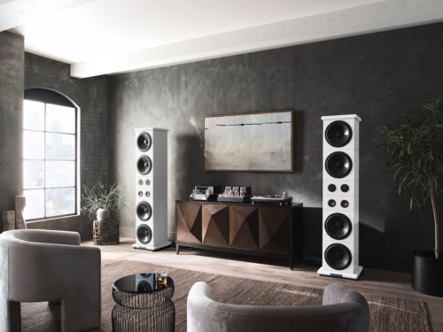 We set these speakers up with two drivers as sub woofers on the bottom