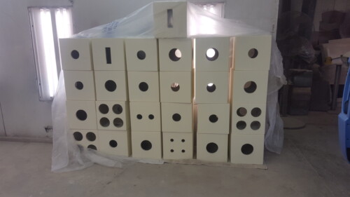 The very first batch of test modules after their first coat of primer